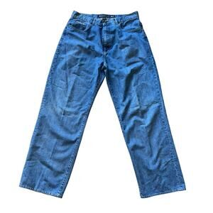 ecko unltd denim jeans baggy 5 pocket contrasting plaid trim vintage Size 36